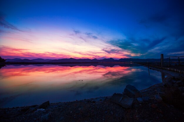 Ibiza ses Salines saltworks at sunset in Sant Josep