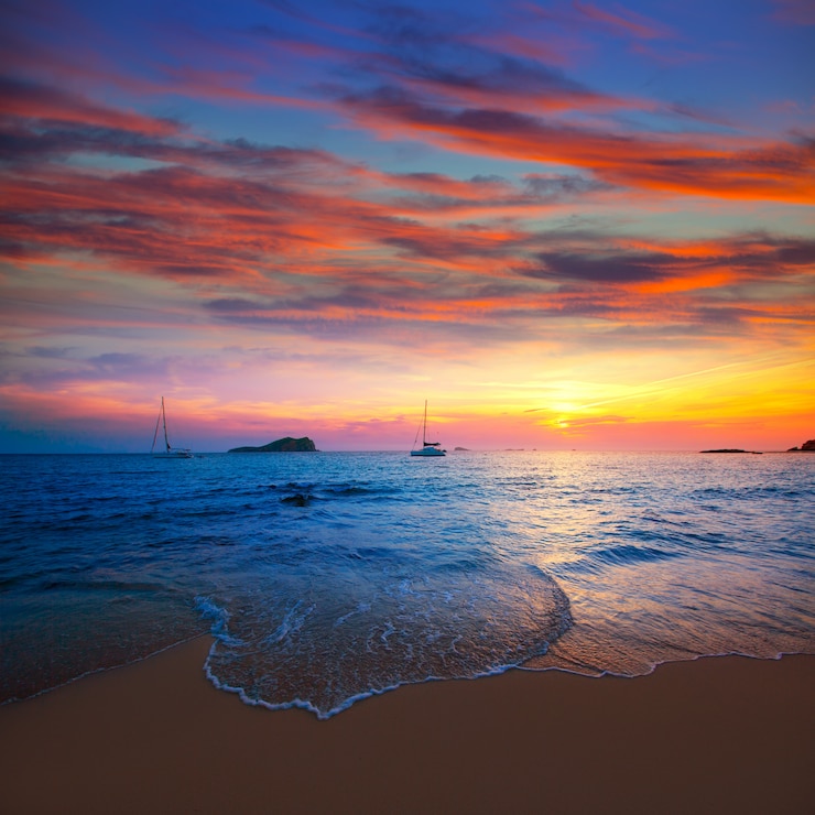Photo ibiza sunset from cala conta comte in san jose
