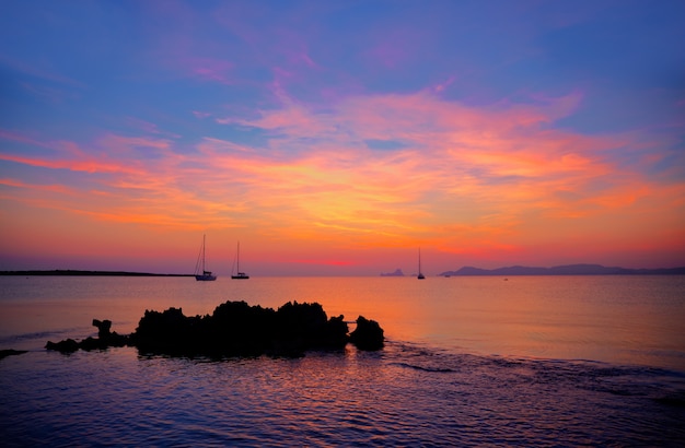 Ibiza sunset view from formentera Island