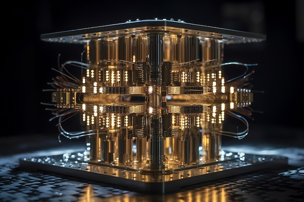 Представление IBM Quantum Computer на черном фоне