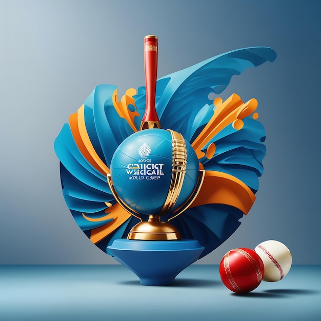ICC cricket world cup 2023 social media banner design with bat and ball Generative by Ai