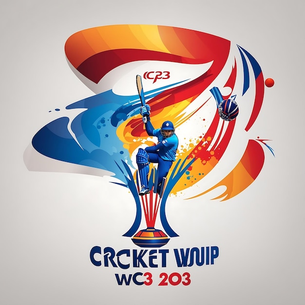 ICC cricket world cup 2023 text with background design Generative by Ai