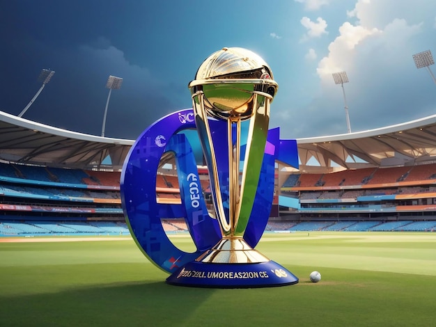 ICC cricket world cup 2023 text with background design Generative by Ai