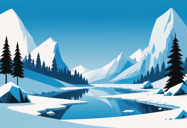 ice age with frozen winter nature landscape