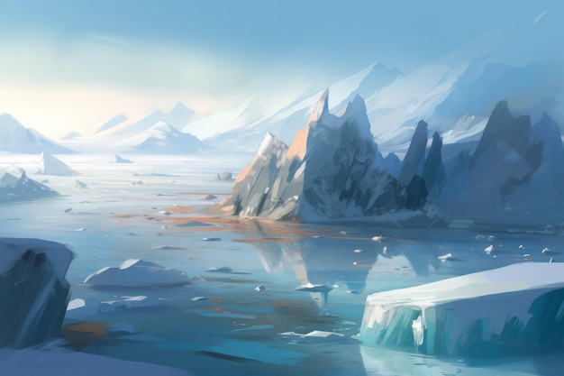 Ледяные большие горы Generate Ai