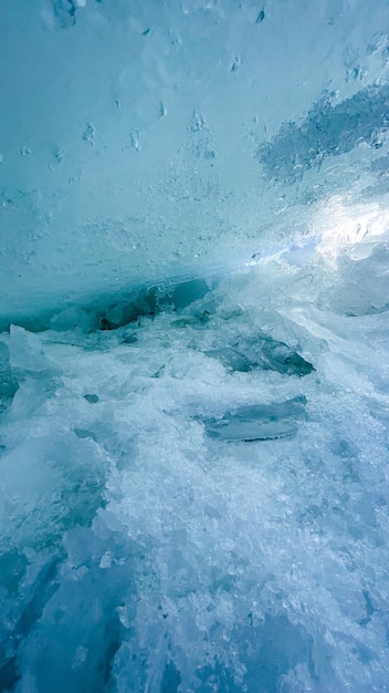 ice blocks on the frozen sea in the sun