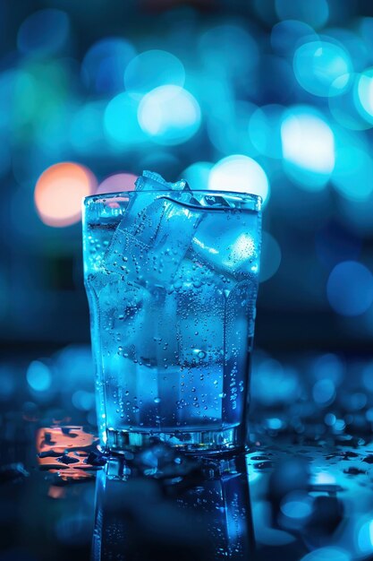 Photo ice blue drink bar lights bokeh