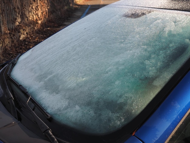 Photo ice on car windscreen