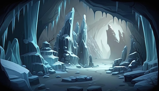 ice cave background environment for platform game