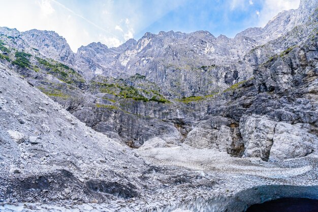 Ice cave under glacier in Alps mountains near Koenigssee Konigsee Berchtesgaden National Park Bavaria Germany