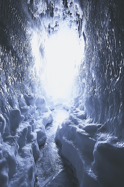 Foto grotta di ghiaccio inverno congelato natura sfondo paesaggio
