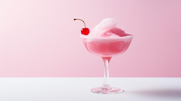 Ice cocktail in Barbie pink on a white background