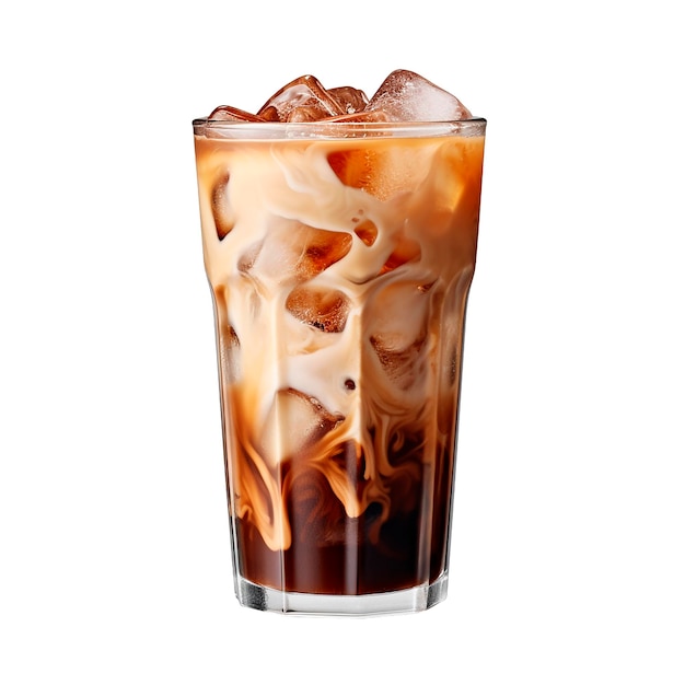 ice coffee cocktail with cold coffee milk and ice isolated