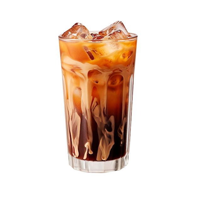 ice coffee cocktail with cold coffee milk and ice isolated