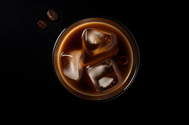 Ice coffee Top down view generative ai