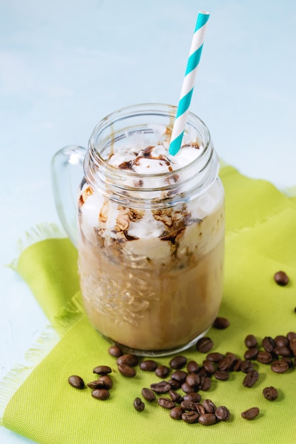 Ice coffee with cream