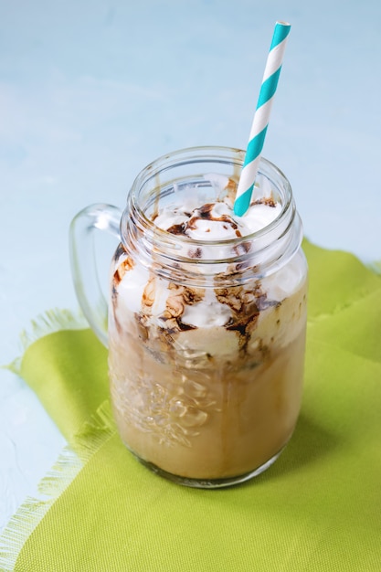 Ice coffee with cream