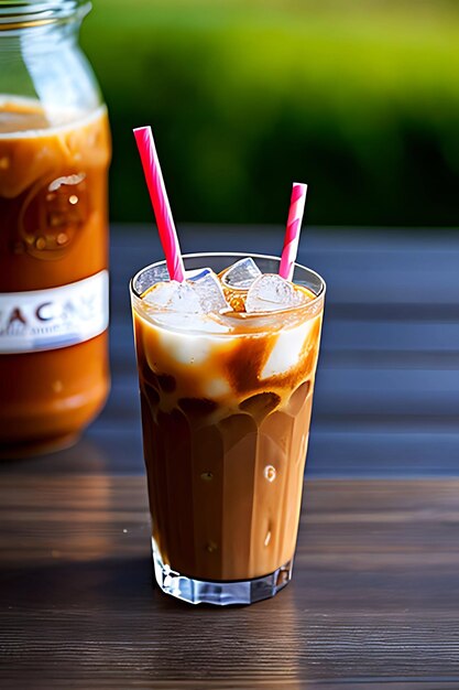 Ice Coffee with a Straw