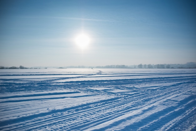 Ice cold desert sun and winter's day in Siberia