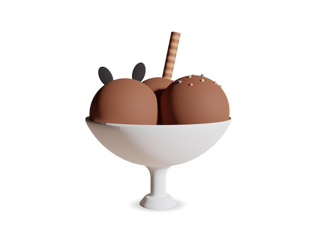 Ice cream 3d illustration ice cream isolated