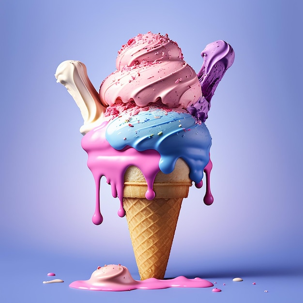 Мороженое ai 3d сгенерированный дизайн