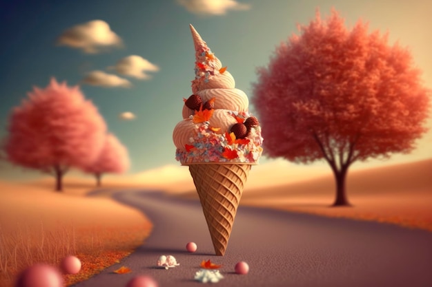 Ice cream in autumn