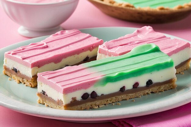 Ice cream bars with pink and green topping
