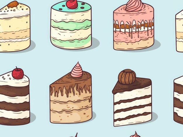 Ice Cream Cake drawn style seamless tiles generative AI