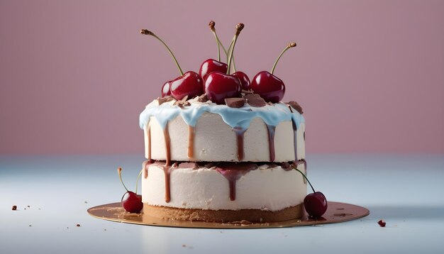 Ice cream cake with cherry