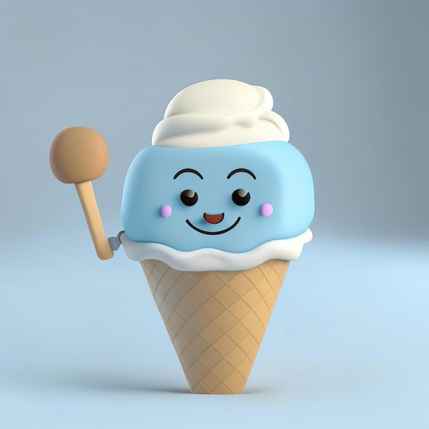 Ice cream character in cone generative ai