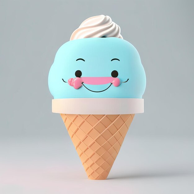 Ice cream character in cone Generative AI