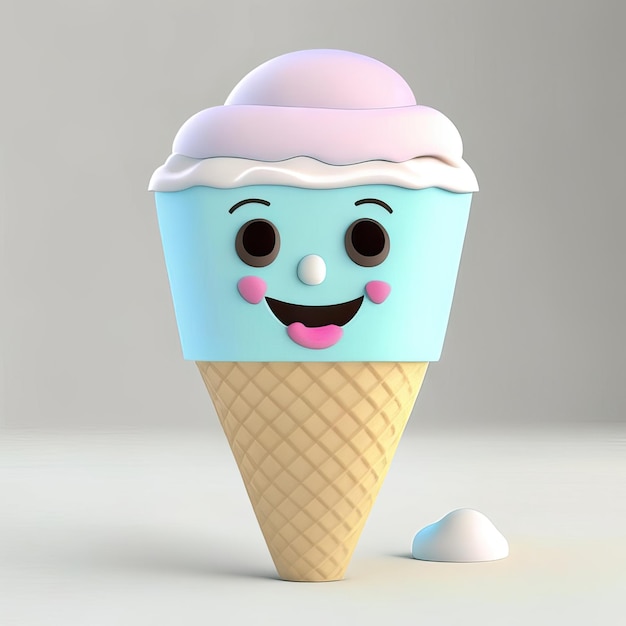 Персонаж мороженого в рожке Генеративный AI