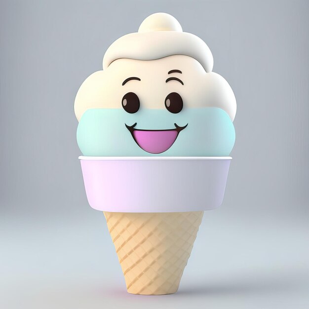 Ice cream character in cone generative ai