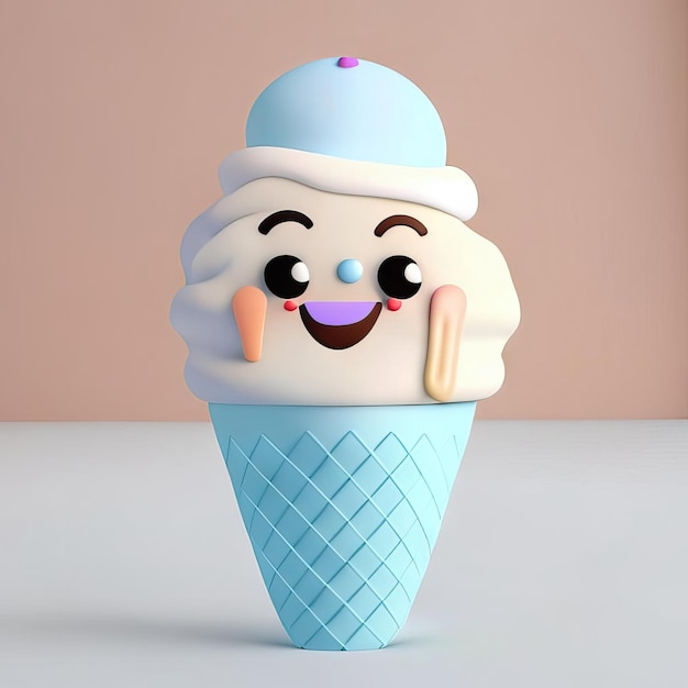 Фото Персонаж мороженого в рожке генеративный ai