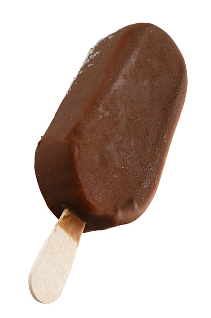 木の棒にチョコレート釉薬のアイスクリーム