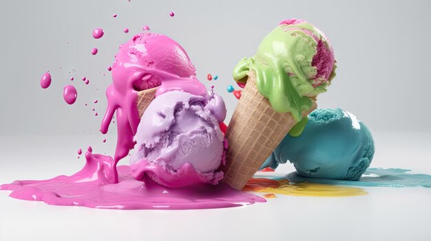 Ice cream on color background