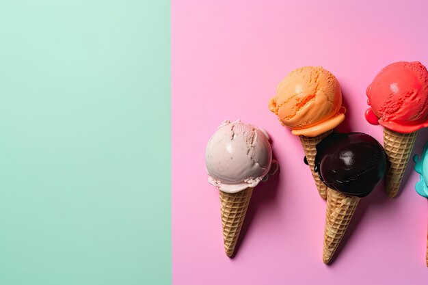 Ice cream on color background