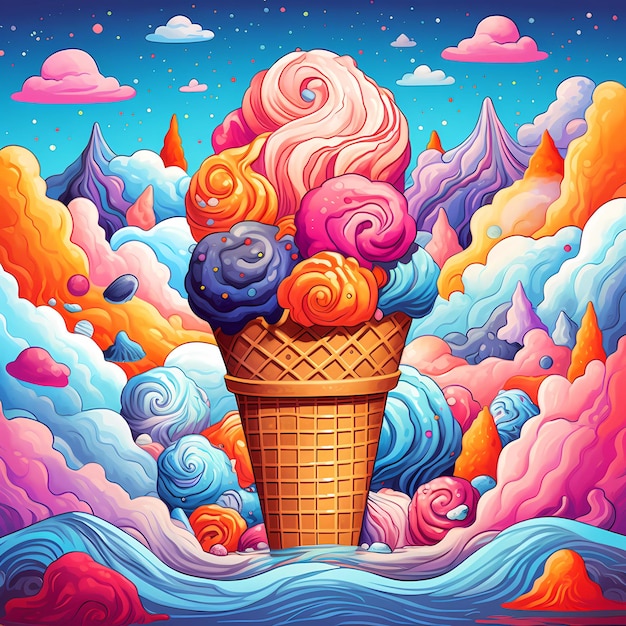 Ice cream colorful illustration