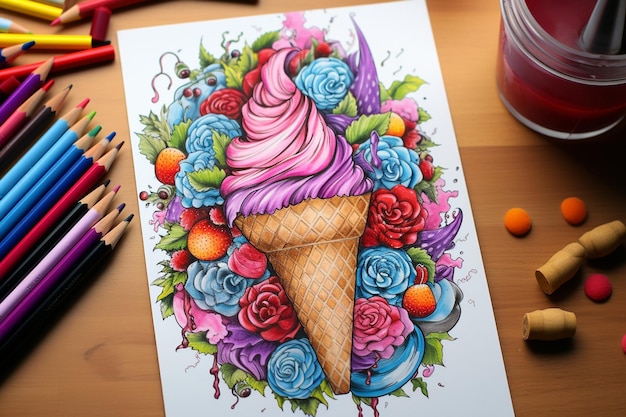 Foto libro da colorare gelato