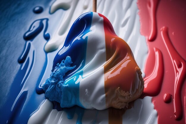 Ice cream in the colors of the French flag Concept