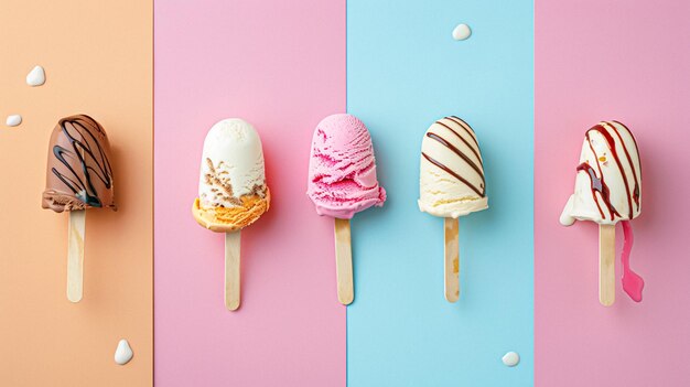 Photo ice cream colourful summer treat sweet dessert in summertime holiday food idea