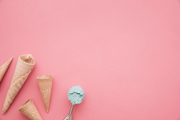 Photo ice cream cone background with copyspace