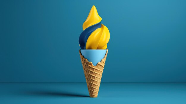 Photo ice cream cone in blue background