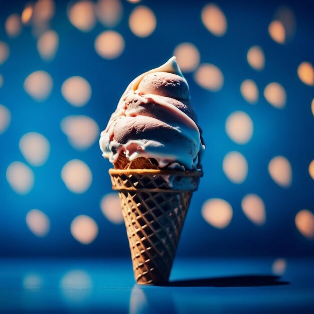 Ice cream cone on a blue background