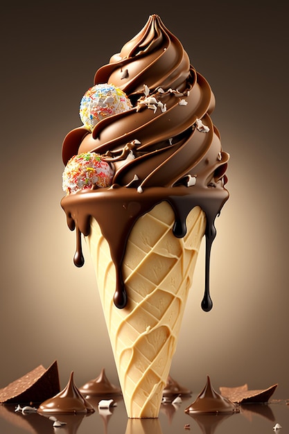 Ice cream cone chocolate Generative AI