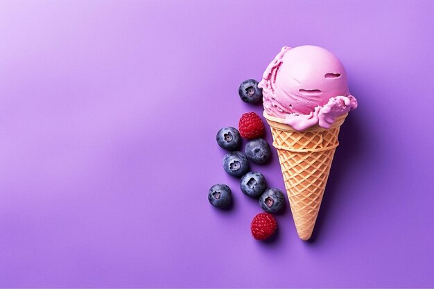 ice cream cone on color background