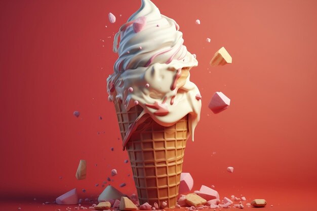 Ice Cream Cone Delight Generative AI