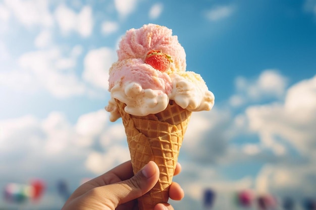 ice cream cone in a hand