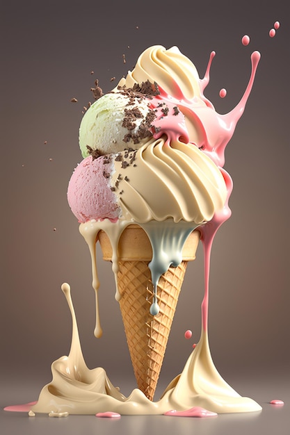 Рожок мороженого прекрасен Генеративный ИИ
