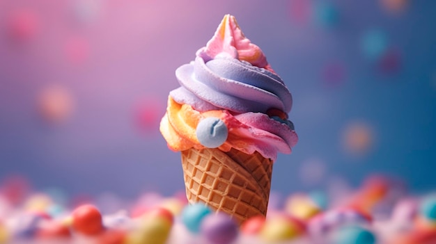 Ice cream cone is a beautiful summer Generative AI